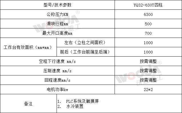 630噸錨桿托盤(pán)液壓機(jī)參數(shù)